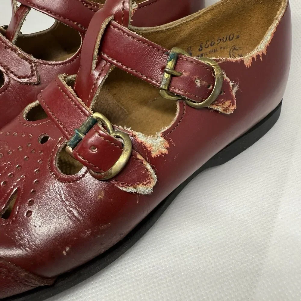 Vintage Buster Brown Red Toddler Mary Jane’s Leather Upper Size 10.5